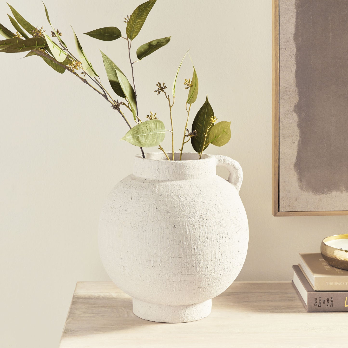 Amphora handled terracotta large vase - stylish home accent (Image7).
