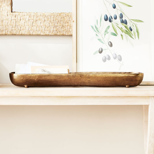 Antique brass narrow large bowl - stylish home accent (Image6).