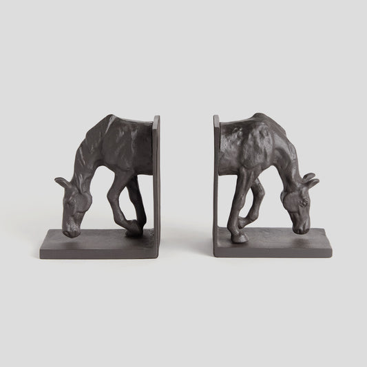Black bronze cast aluminum horse bookends (set of 2) - stylish home accent (Image2).