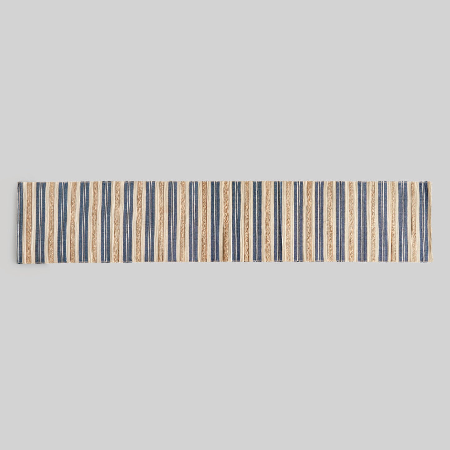 Blue and tan striped table runner - stylish home accent (Image2).