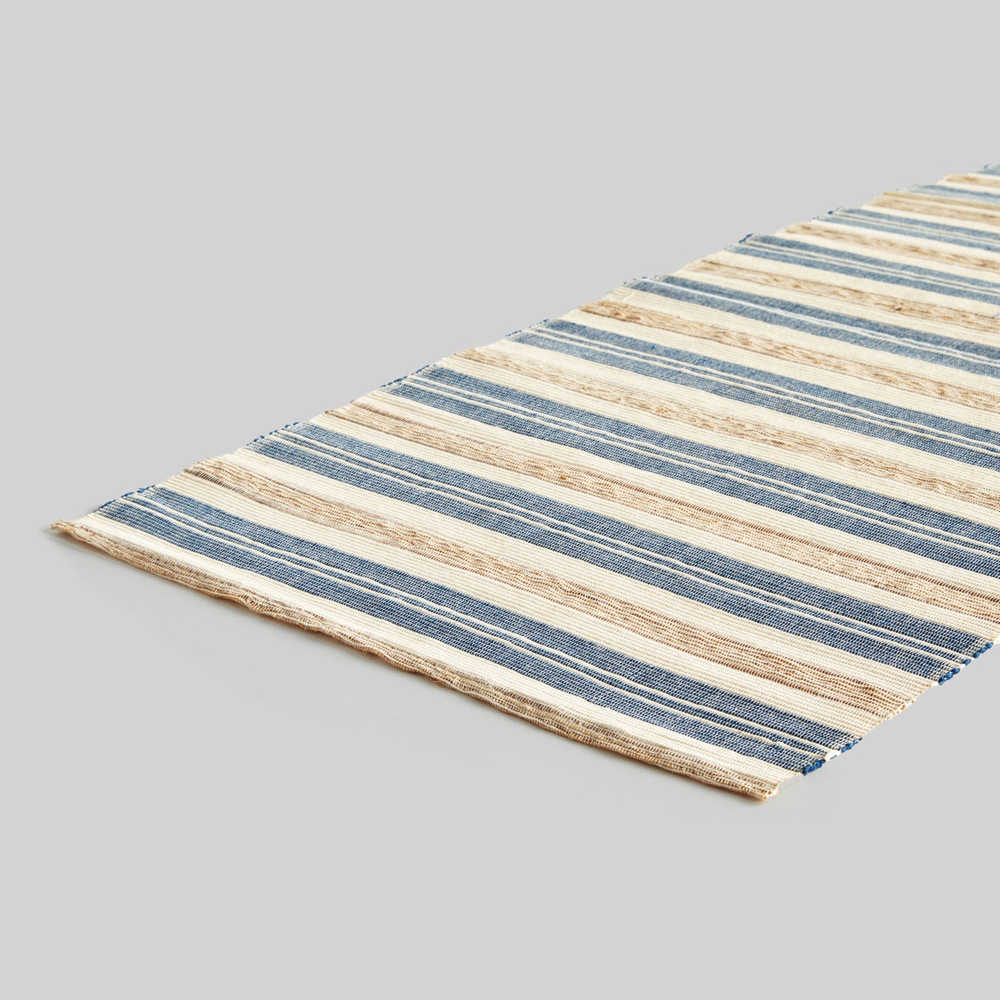 Blue and tan striped table runner - stylish home accent (Image3).