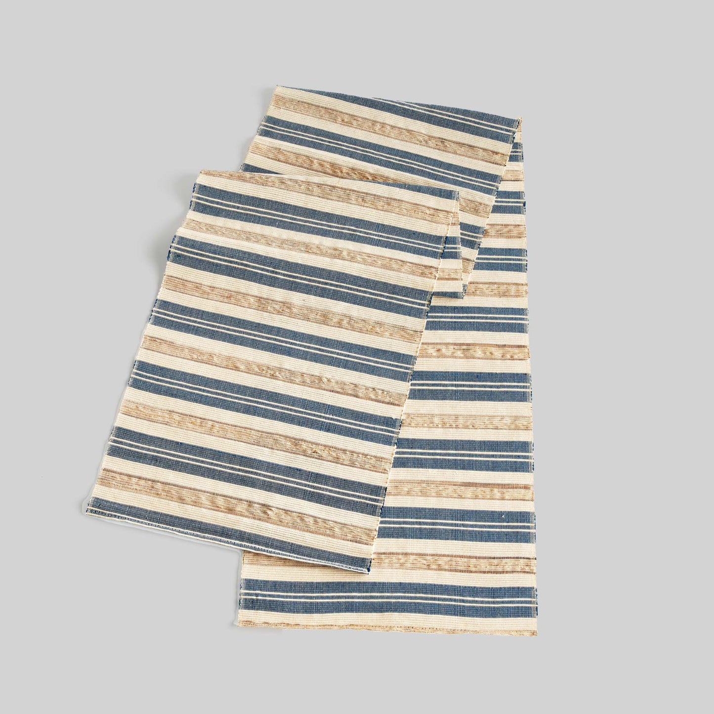 Blue and tan striped table runner - stylish home accent (Image5).