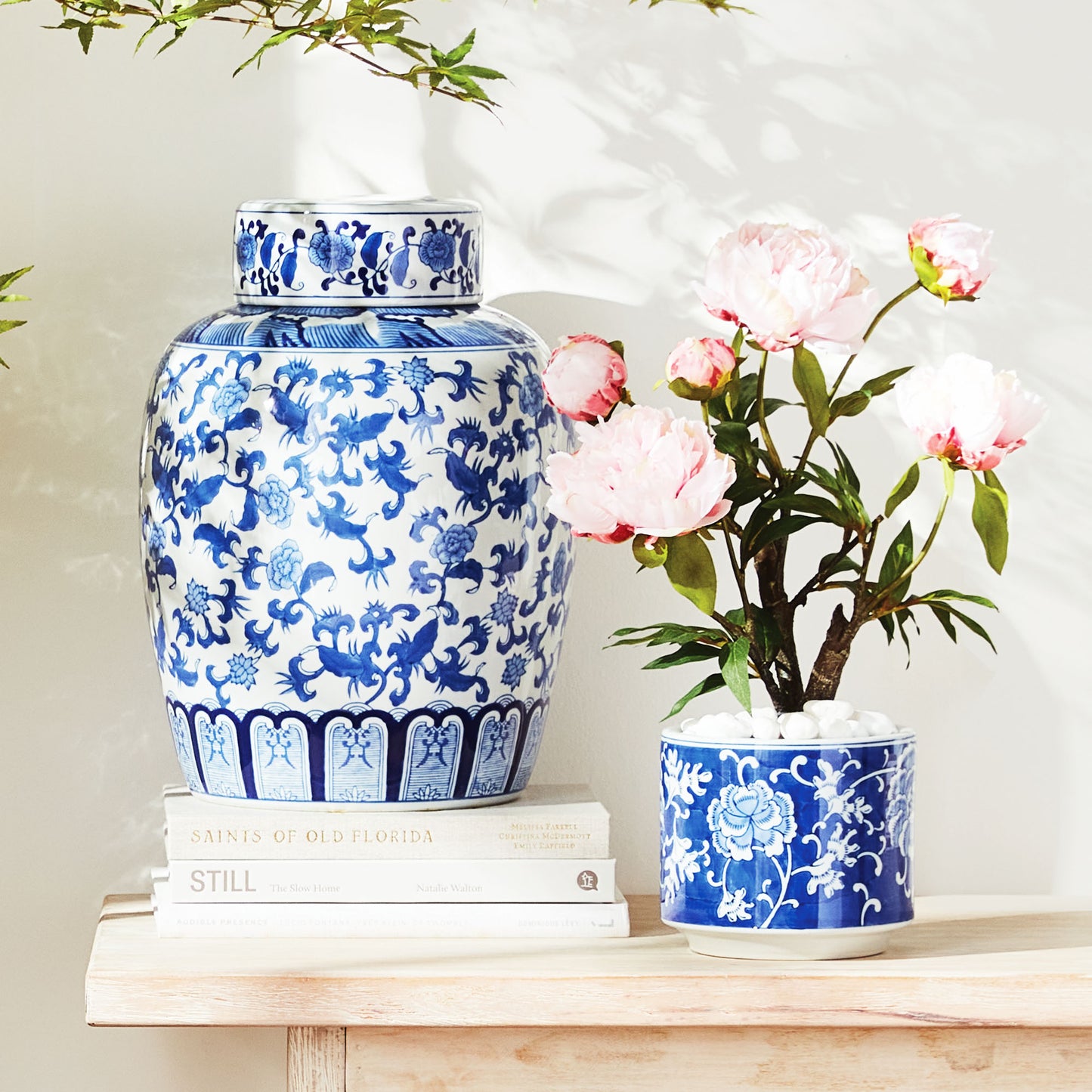 Blue and white ceramic lidded jar - stylish home accent (Image6).