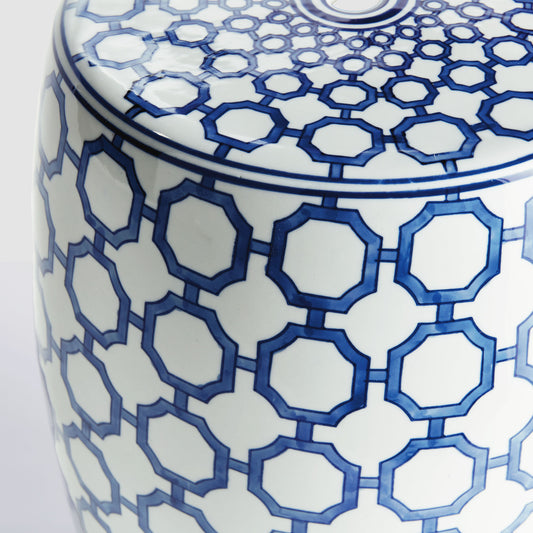 Blue and white chinoiserie ceramic stool - stylish home accent (Image2).