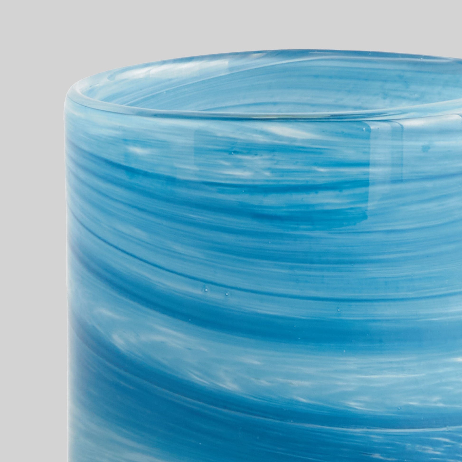 Blue coastal style glass hurricane candle holder - stylish home accent (Image5).