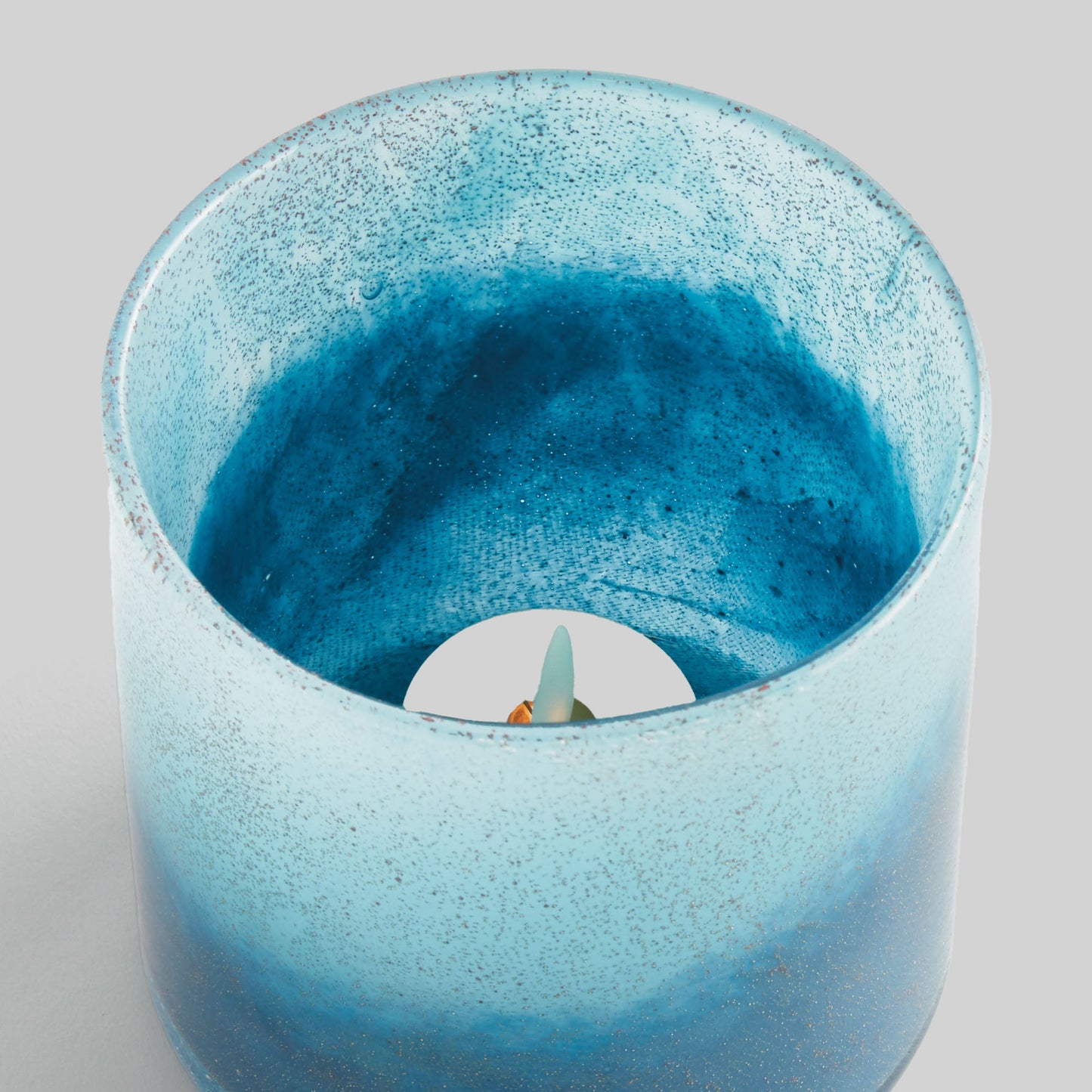 Blue ombre glass hurricane candle holder - stylish home accent (Image2).