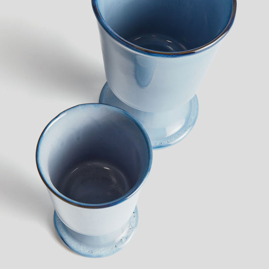 Blue reactive glaze stoneware cachepots (set of 2) - stylish home accent (Image2).