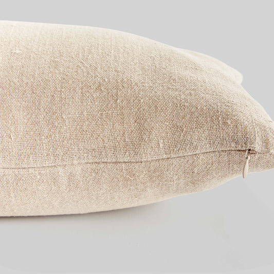 Brown and tan lumbar linen pillow - stylish home accent (Image2).