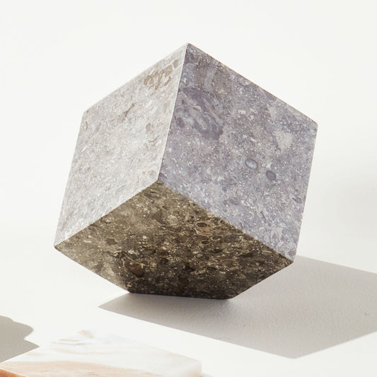 Brown marble cube sculpture - stylish home accent (Image2).