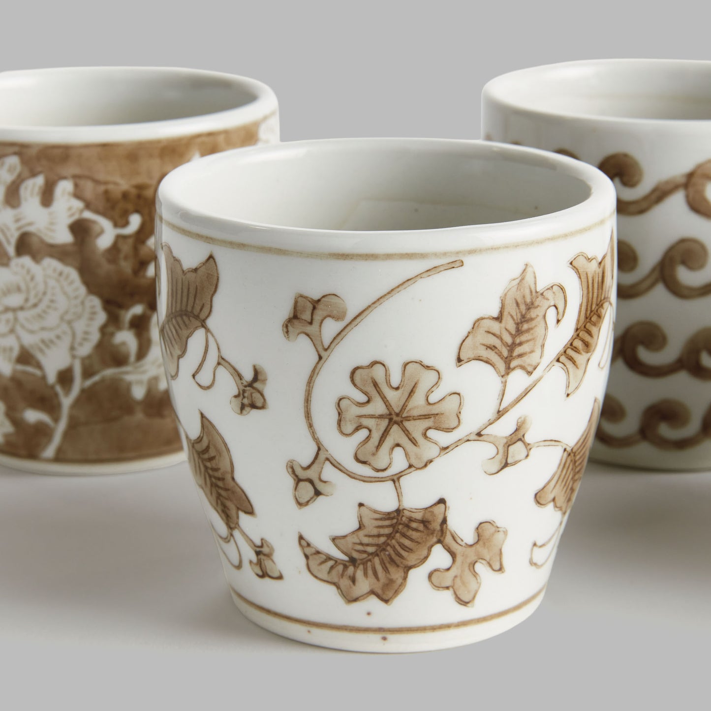 Chinoiserie brown ceramic mini flower pots (set of 6) - stylish home accent (Image8).