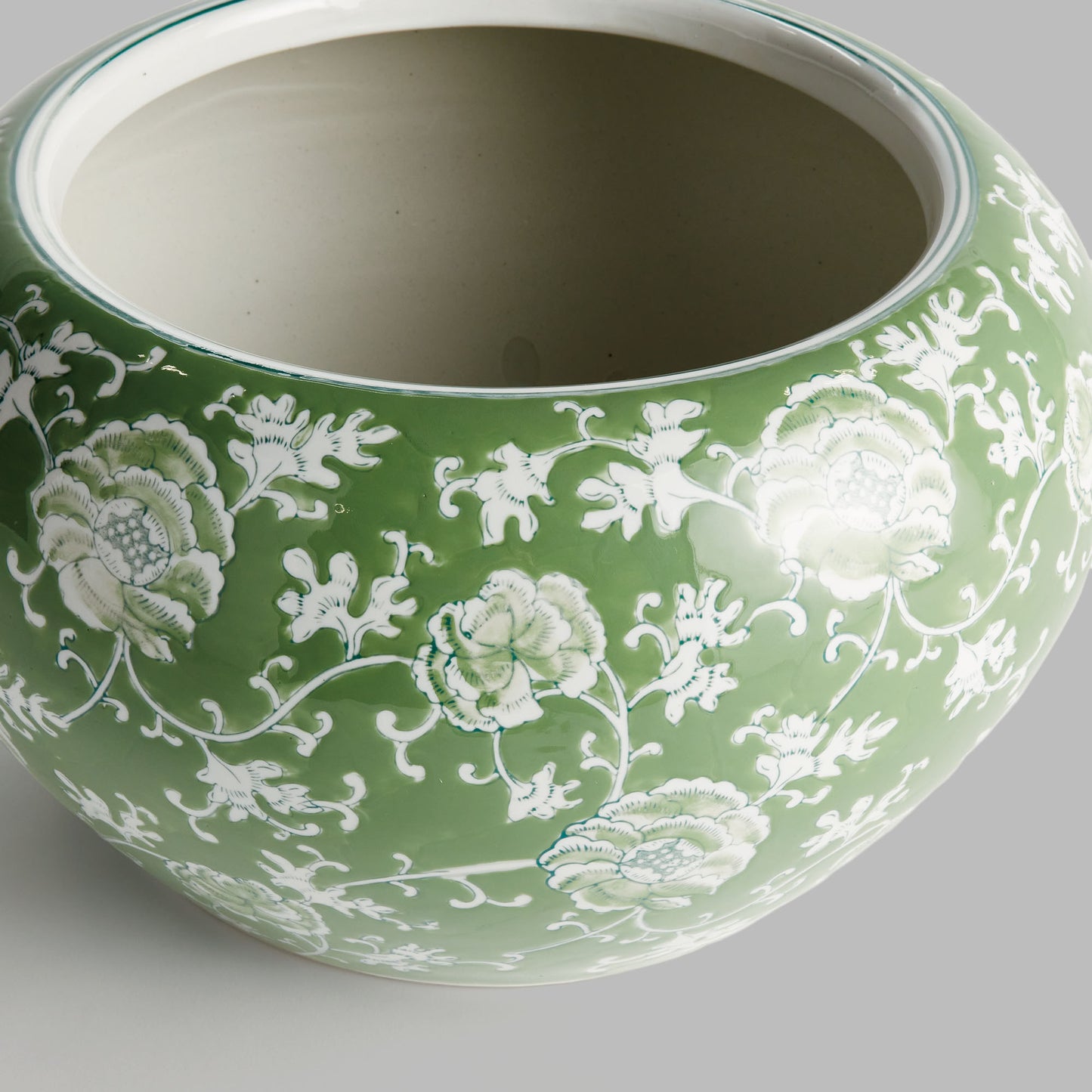 Chinoiserie green ceramic large planter - stylish home accent (Image2).