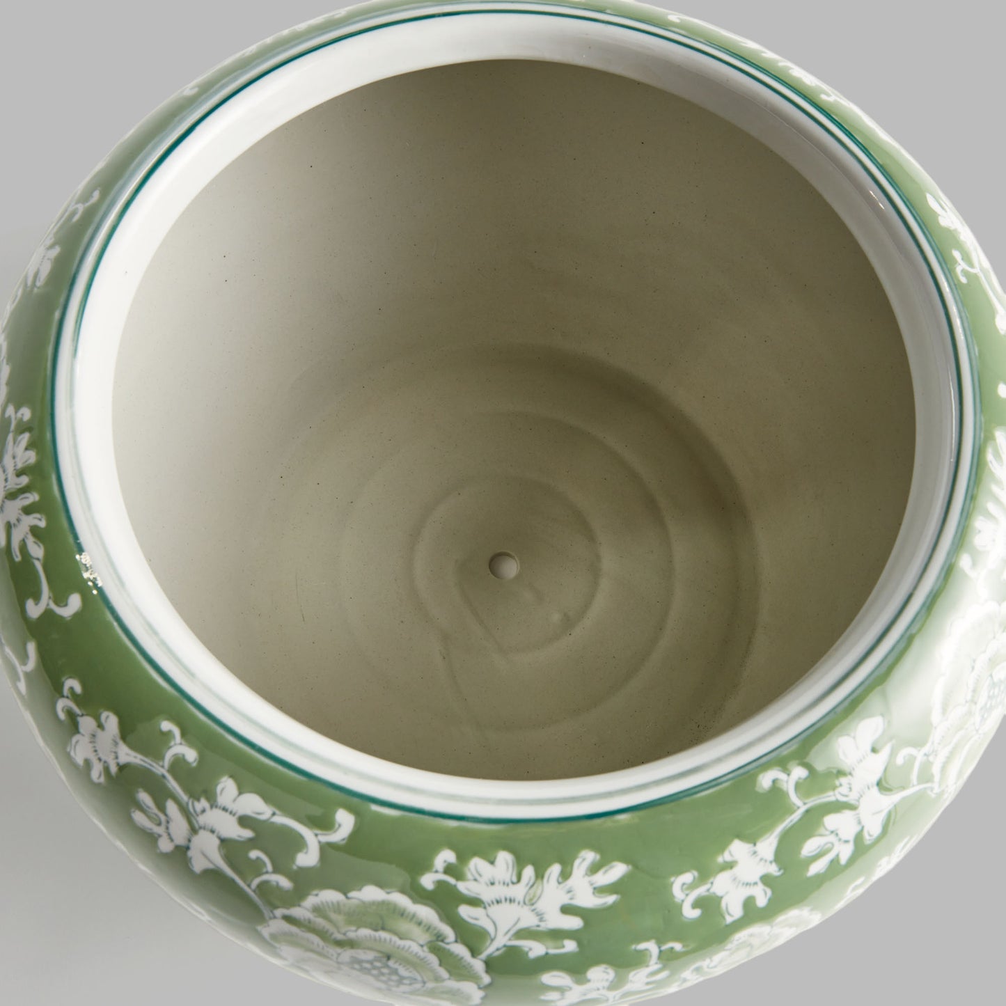 Chinoiserie green ceramic large planter - stylish home accent (Image3).