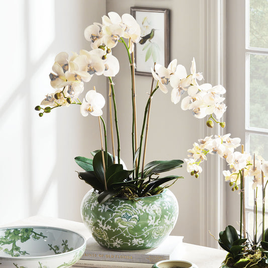 Chinoiserie green ceramic small planter - stylish home accent (Image1).