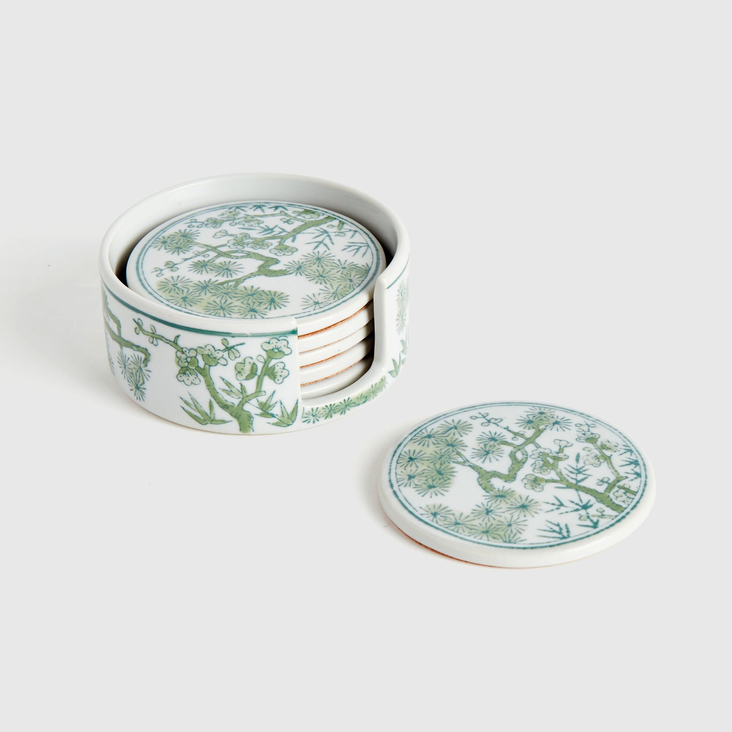 Chinoiserie green porcelain coasters (set of 6) - stylish home accent (Image6).