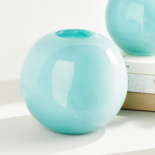 Contemporary light blue glass large vase - stylish home accent (Image5).