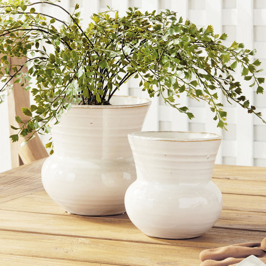 Cream stoneware medium 6.5 inch pot - stylish home accent (Image5).