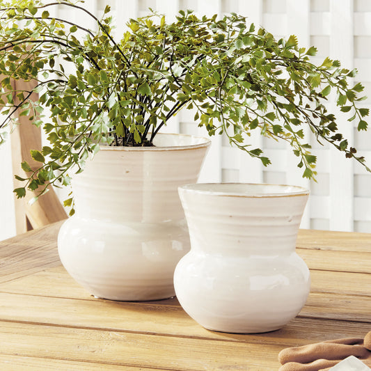 Cream stoneware small 5.5 inch pot - stylish home accent (Image4).