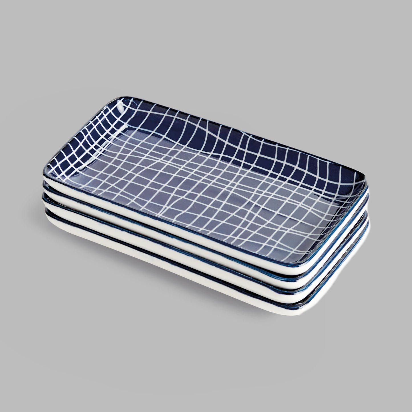 Dark blue ceramic 7 inch trays (set of 4) - stylish home accent (Image5).