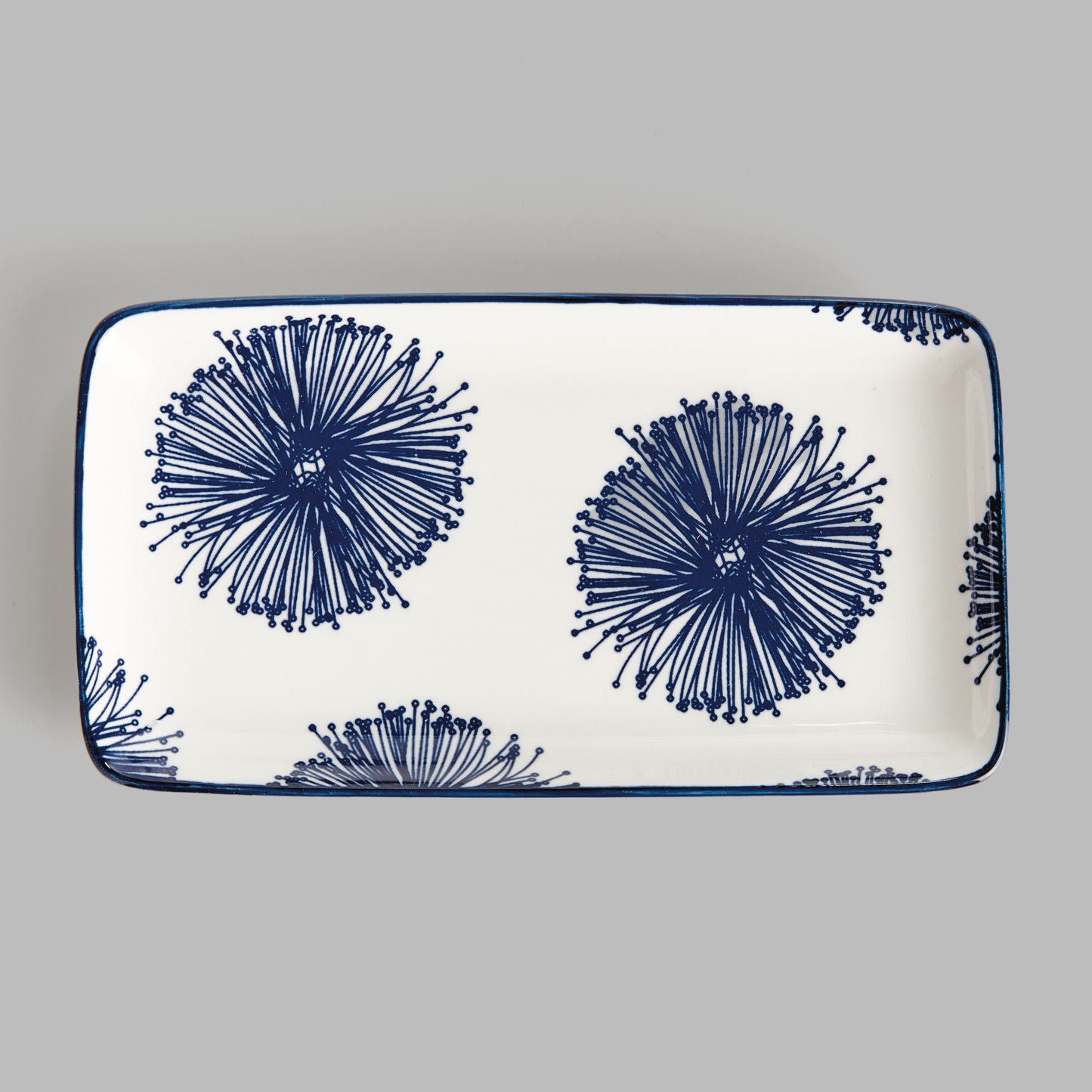 Dark blue starburst 8 inch ceramic trays (set of 4) - stylish home accent (Image3).