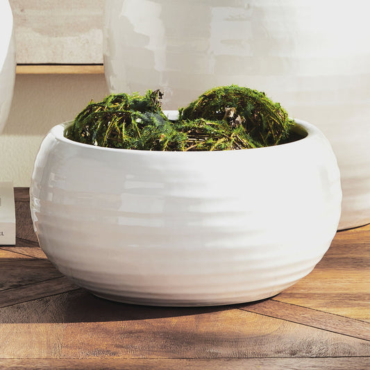 Decorative white stoneware bowl - stylish home accent (Image5).