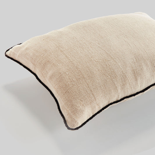 Oatmeal jacquard woven lumbar pillow for home decor and accessories.