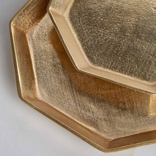 Gold octagonal serving trays (set of 2) - stylish home accent (Image2).