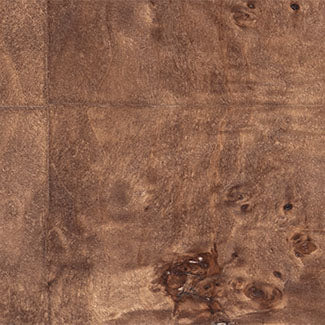 Dark burl wood plinth side table finish sample.