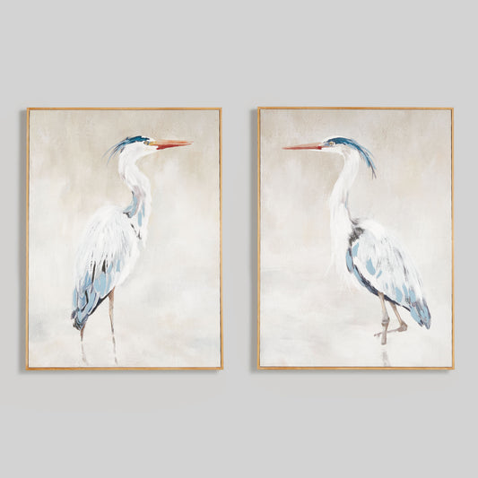 Gray heron giclee artwork (set of 2) - stylish home accent (Image1).