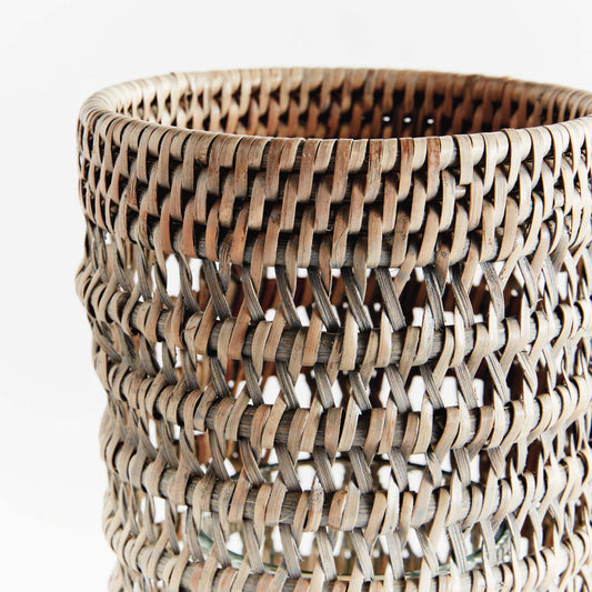 Gray rattan hurricane candle holder - stylish home accent (Image2).