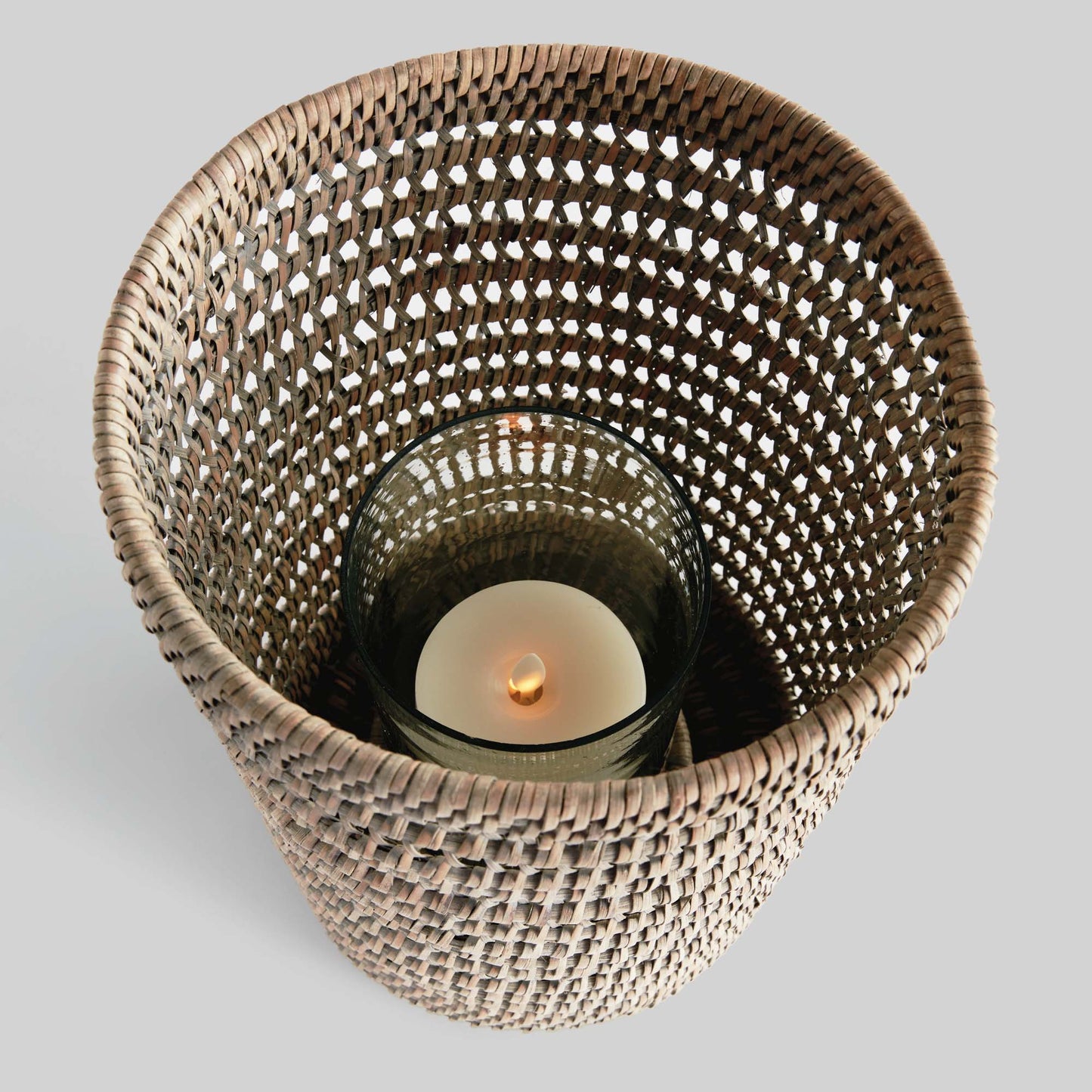 Gray rattan hurricane candle holder - stylish home accent (Image8).