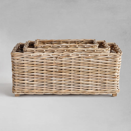 Gray rattan rectangular planters (set of 3) - stylish home accent (Image2).