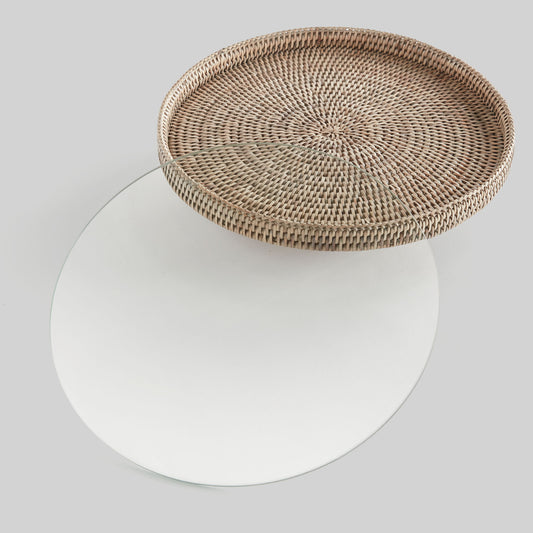 Graywash rattan serving tray - stylish home accent (Image2).