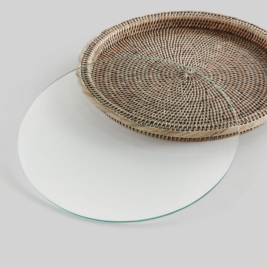 Graywash rattan serving tray - stylish home accent (Image2).