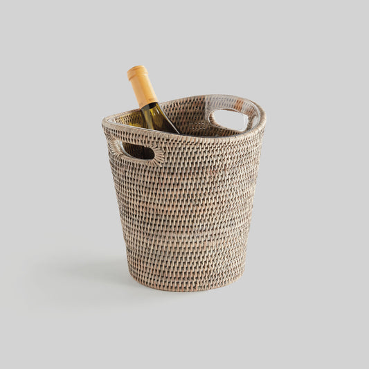 Graywash woven rattan beverage bucket - stylish home accent (Image5).