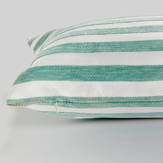 Green and white striped lumbar pillow - stylish home accent (Image2).