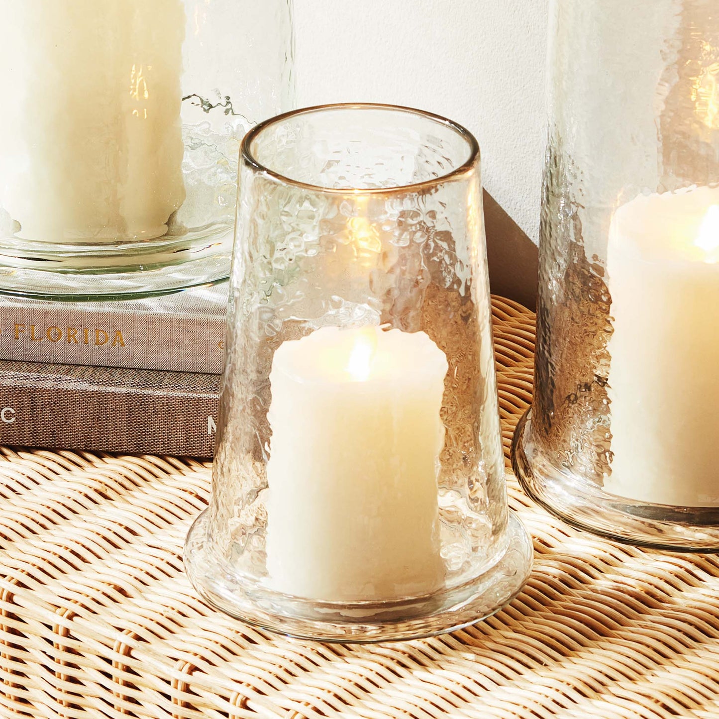Hammered glass small hurricane - stylish home accent (Image1).