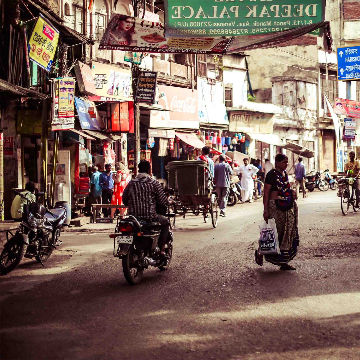 Moradabad local market street view.