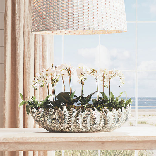 Large light blue reactive glaze clay decorative oval bowl - stylish home accent (Image6).