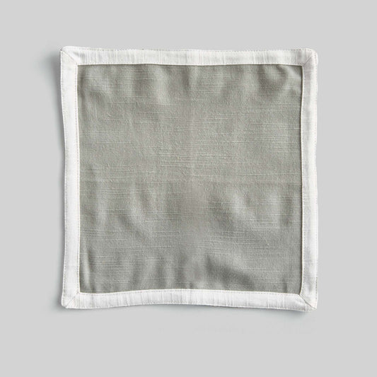 Light green with white border cotton cocktail napkins (set of 4) - stylish home accent (Image2).