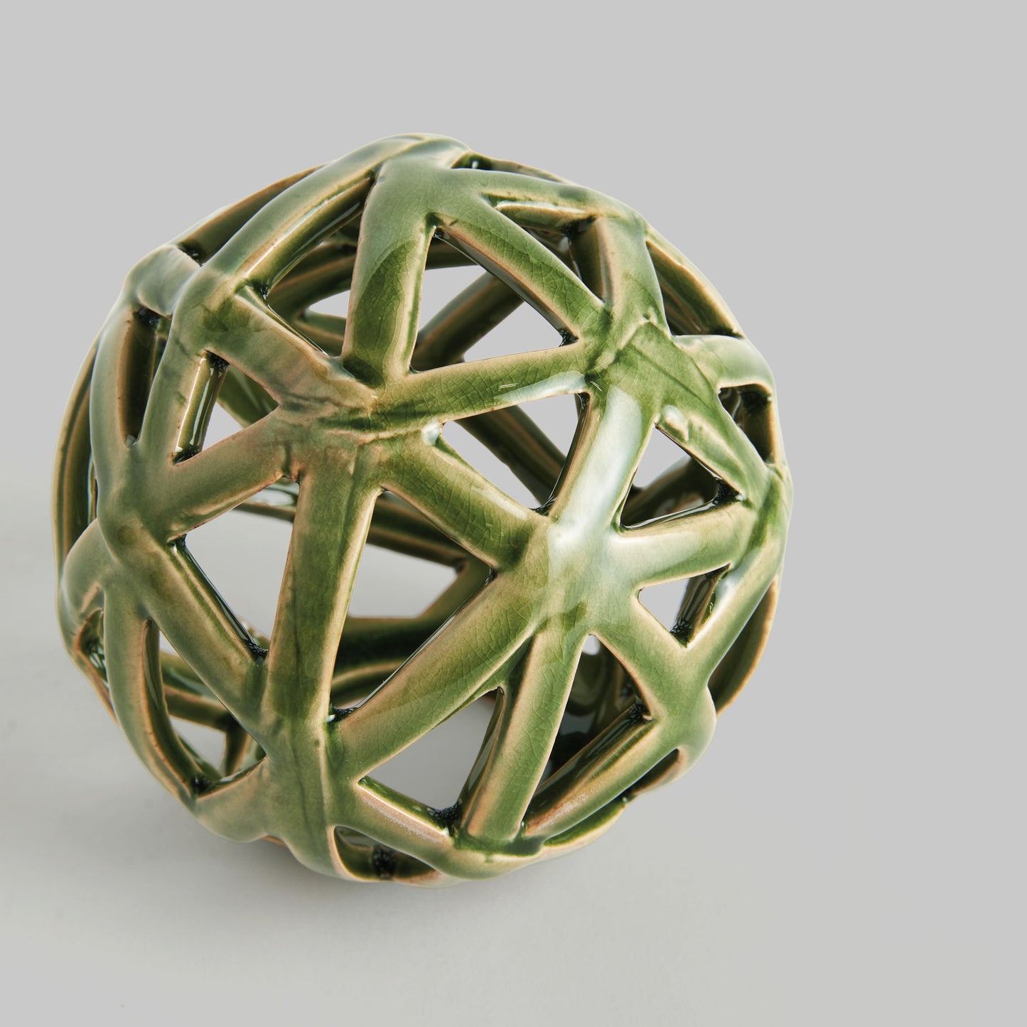Medium green reactive glaze ceramic orb - stylish home accent (Image3).