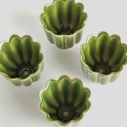 Mini green reactive glaze ceramic pots (set of 4) - stylish home accent (Image2).