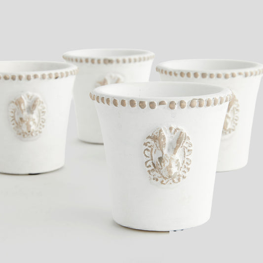 Mini speckled sand concrete rabbit planter (set of 4) - stylish home accent (Image2).