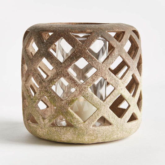 Moss textured ceramic hurricane candle holder - stylish home accent (Image2).
