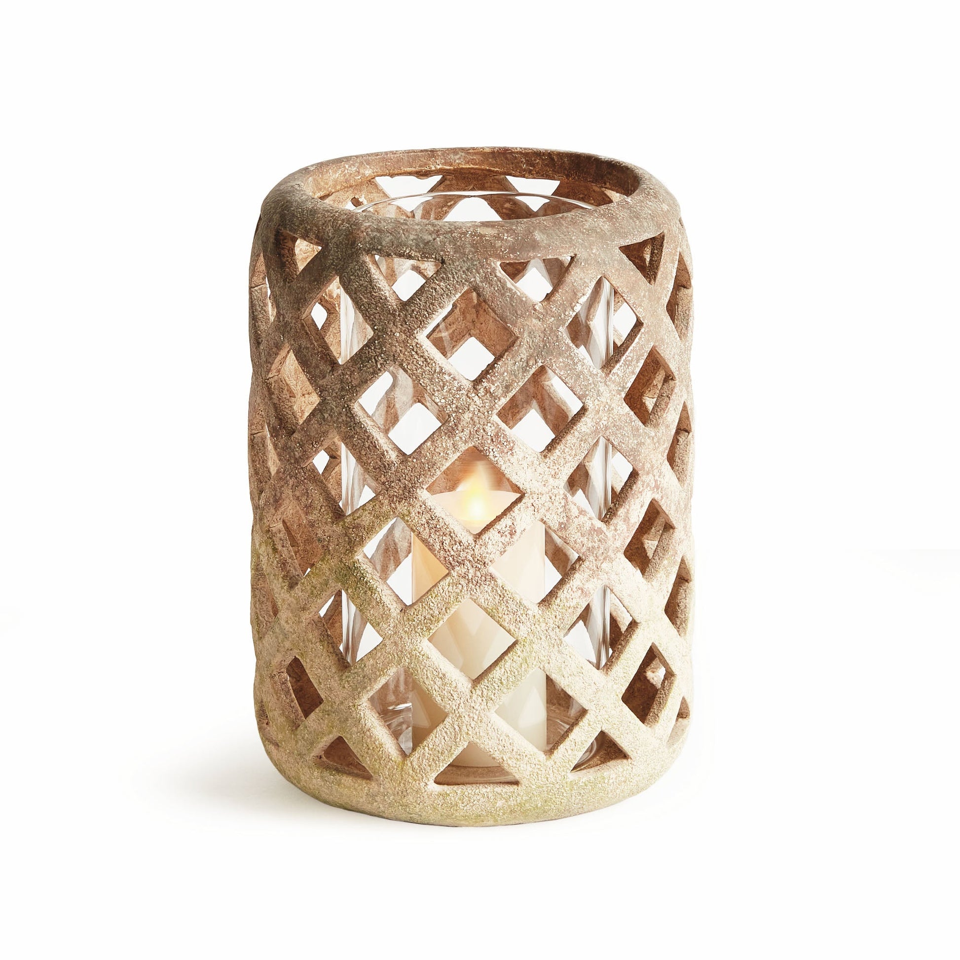 Moss textured ceramic hurricane candle holder - stylish home accent (Image3).