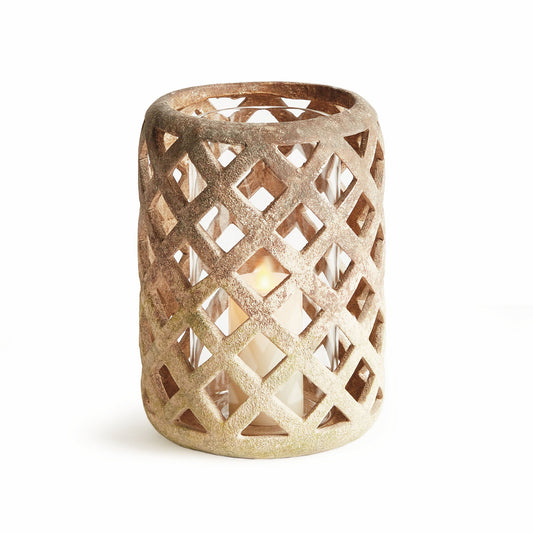 Moss textured ceramic hurricane candle holder - stylish home accent (Image3).