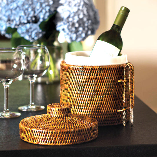 Natural rattan ice box and tongs - stylish home accent (Image2).
