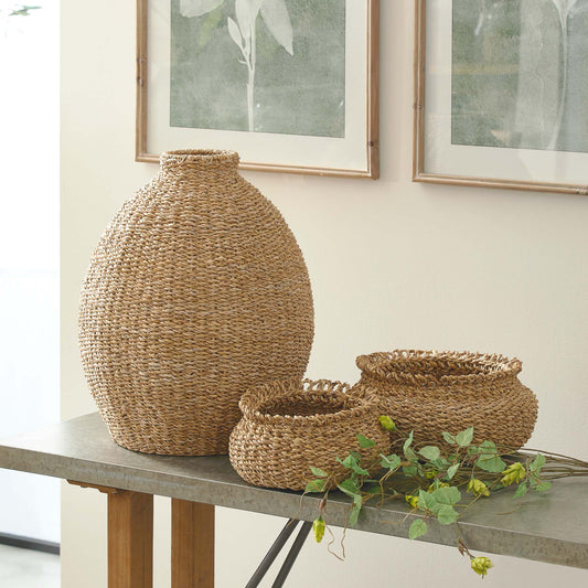 Natural seagrass teardrop vase 20 inch - stylish home accent (Image2).