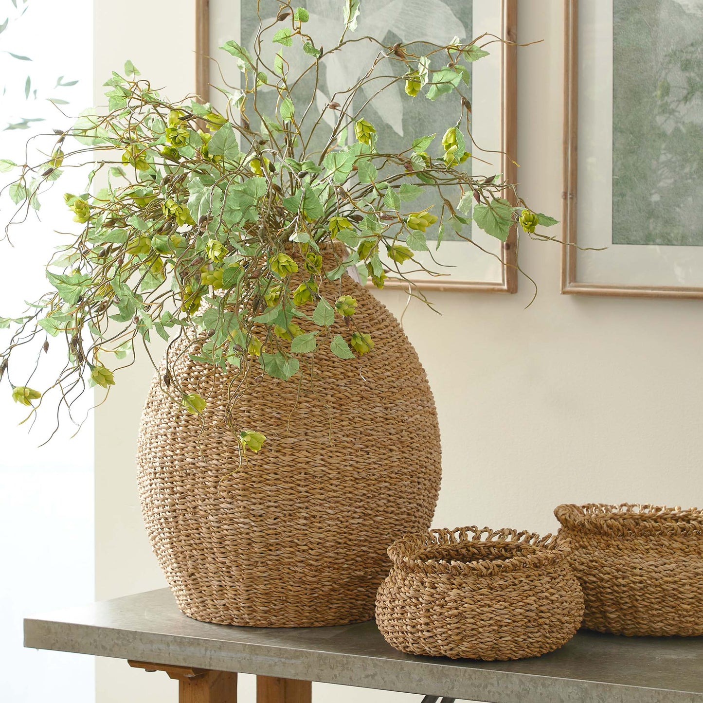 Natural seagrass teardrop vase 20 inch - stylish home accent (Image3).