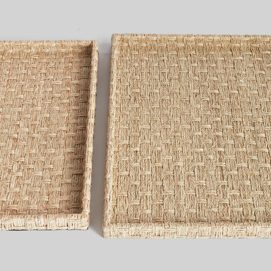 Natural woven rivergrass large nesting trays (set of 2) - stylish home accent (Image2).