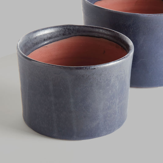 Navy crackled terracotta cachepots (set of 2) - stylish home accent (Image1).